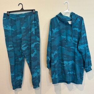 Victoria’s Secret PINK XL Blue Camouflage Hoodie and Joggers Set